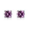 S925 Sterling Silver Natural Amethyst Sugar Tower Square Necklace Women's Simple Versatile Collarbone Chain Clear Sense Jewelry Set