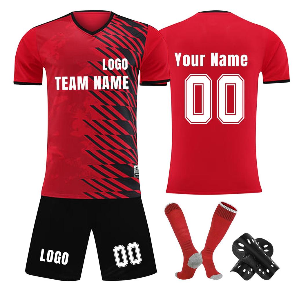 Personalisierte Shirts Kit Herren Mädchen mit Namen Nummer benutzerdefinierte Fußballtrikots für Jungen Trainingsanzug