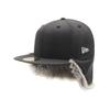New Era 59FIFTY Flap Down Outdoor Solid Size 7 OD Water Repellent Fur Black Cap, Black, 3/8, 5950FD,