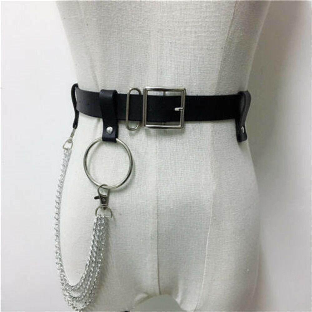 Pu Leder Hip Hop Metall Körperschmuck Quaste Gürtel Taille Kette Bauch Halskette