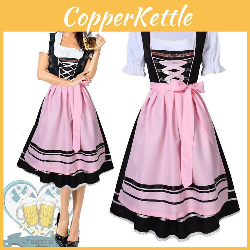 Charming Oktoberfest Ladies Beer Maid Wench German Dirndl Dress With Apron Set