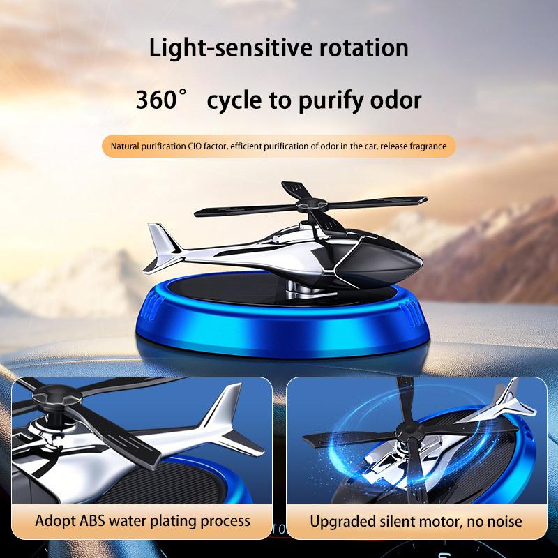 Solar Powered Rotation Helicopter Solar Aromatherapy Car Air Freshener Alloy+ABS Wooden Fragrance Auto Aroma Diffuser 2025