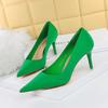 Fashion Spring Autumn Fashion Women Satin Grace Concise Stilettos Party Vintage Solid Color Dress Shoes Soft Female Footwear 18249-A2