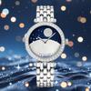 Luxury Fashion Blue Quartz Stone Face Quartz Wrist Watch for Women; Waterproof and Night Light Stellar Model