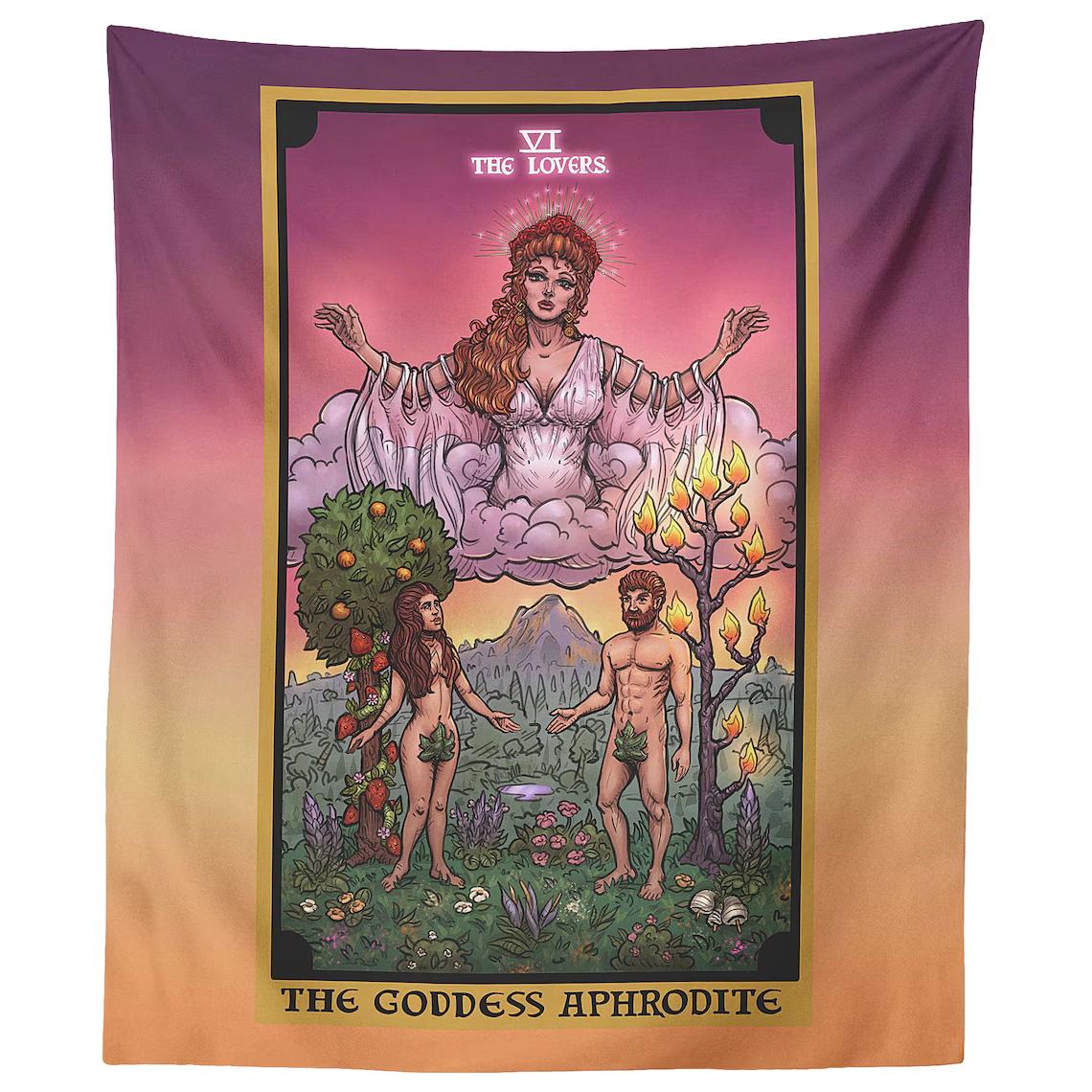

The Goddess Aphrodite the Lovers Tarot Card Tapestry Witch Decor Witchcraft Wall Art Wicca Wall Decor Wiccan Wall Hanging Art 74x94cm(29x37in)