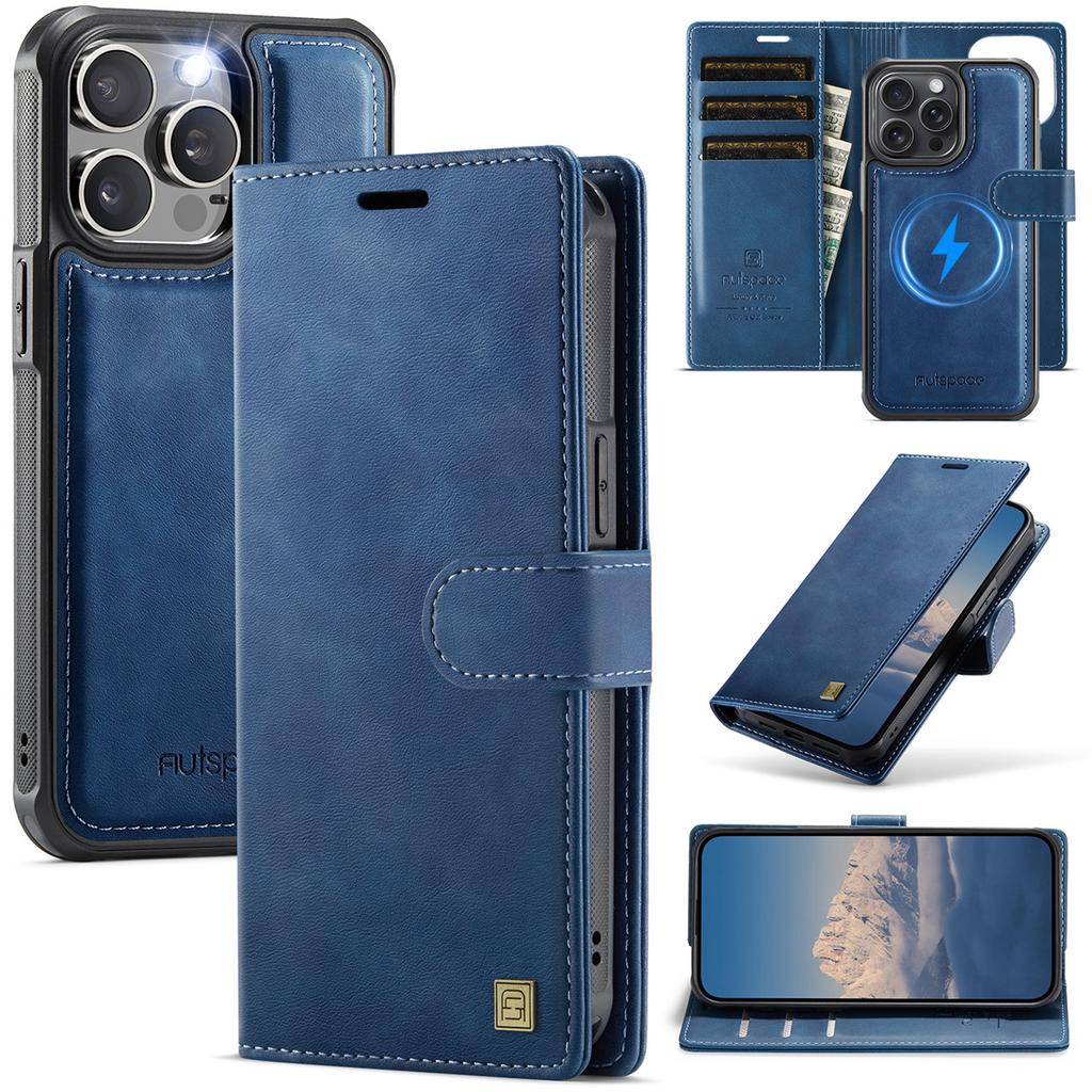 2-in-1 Magnetic Detachable Wallet Case for iPhone 15/15 Pro/15 Pro Max/15 Plus - PU Leather, Card Slots, MagSafe Charging, 360° Protection & Kickstand