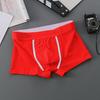 Men Boxer Briefs Mid-rise Elastic Waistband Letter Print Shorts Underwear U-Convex Breathable Panties Daily Wear