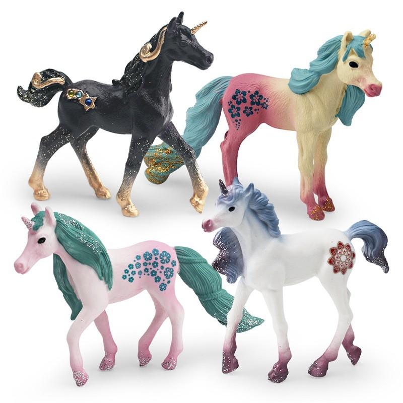 Fantasy Magical Unicorn Figurine Collection With Realistic Details In Colors Vibrant