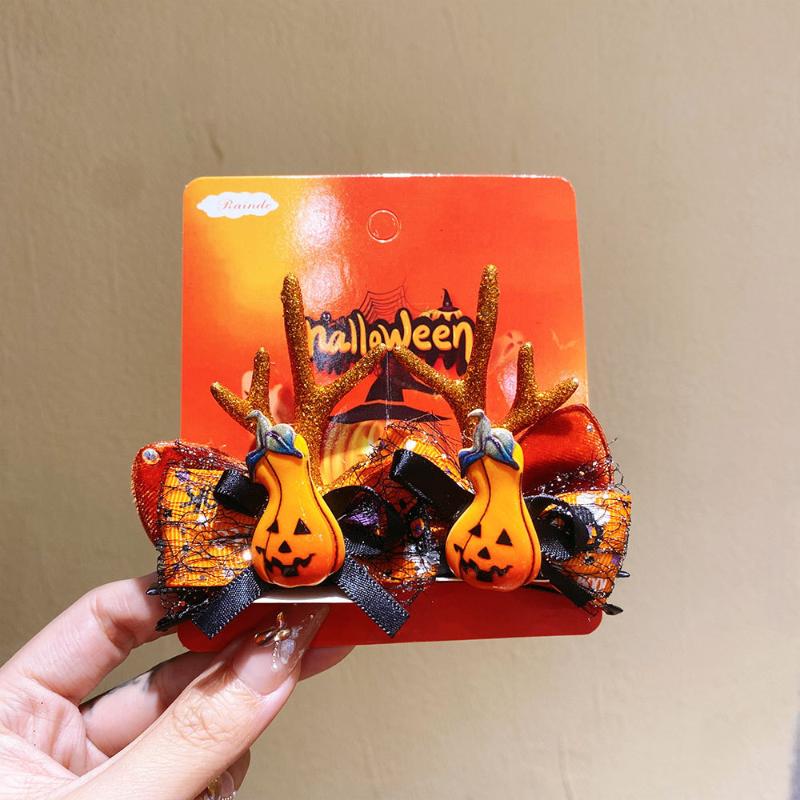 Funny Halloween Hair Accessories Cute Girls  Hat Hairpin Pumpkin Bat Decor Hair Clips For Children Party Dress Up Headwear