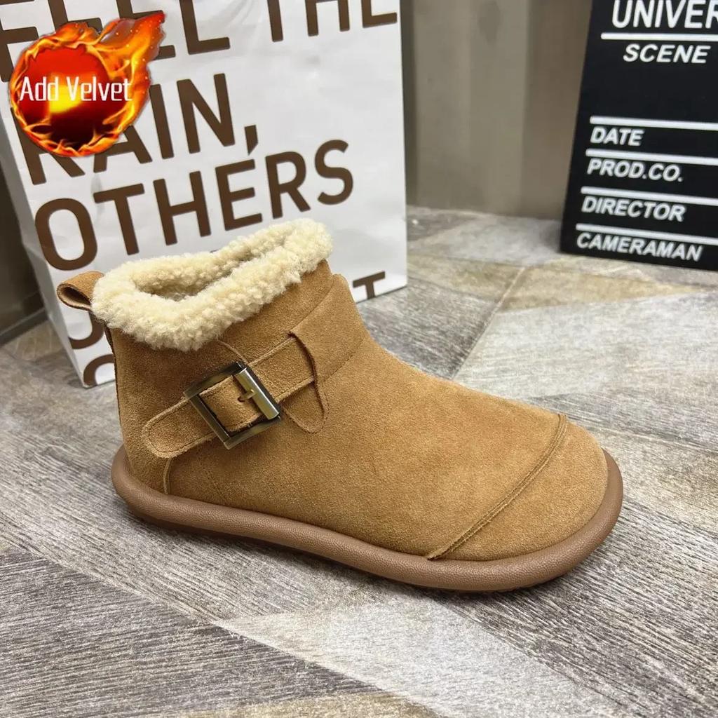 Retro Ladies Shoes Booties Plus Warm Ankle Women's Snow Boots Comfortable and Elegant Sale On Promotion Pu Y2k Demi-season Furry