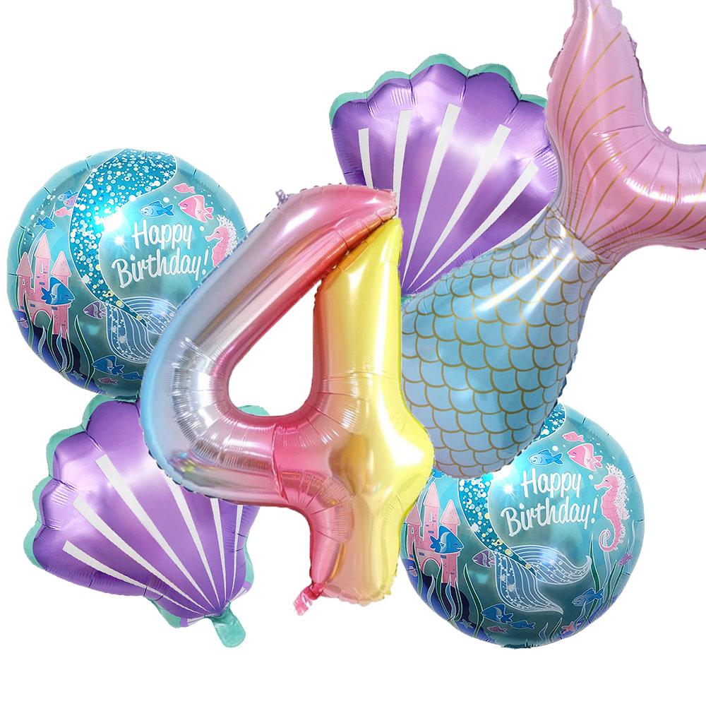 Mermaid Balloon 32 inch Digital Aluminum Foil Balloon Children's Birthday Party Decoration Baby Shower Decoration