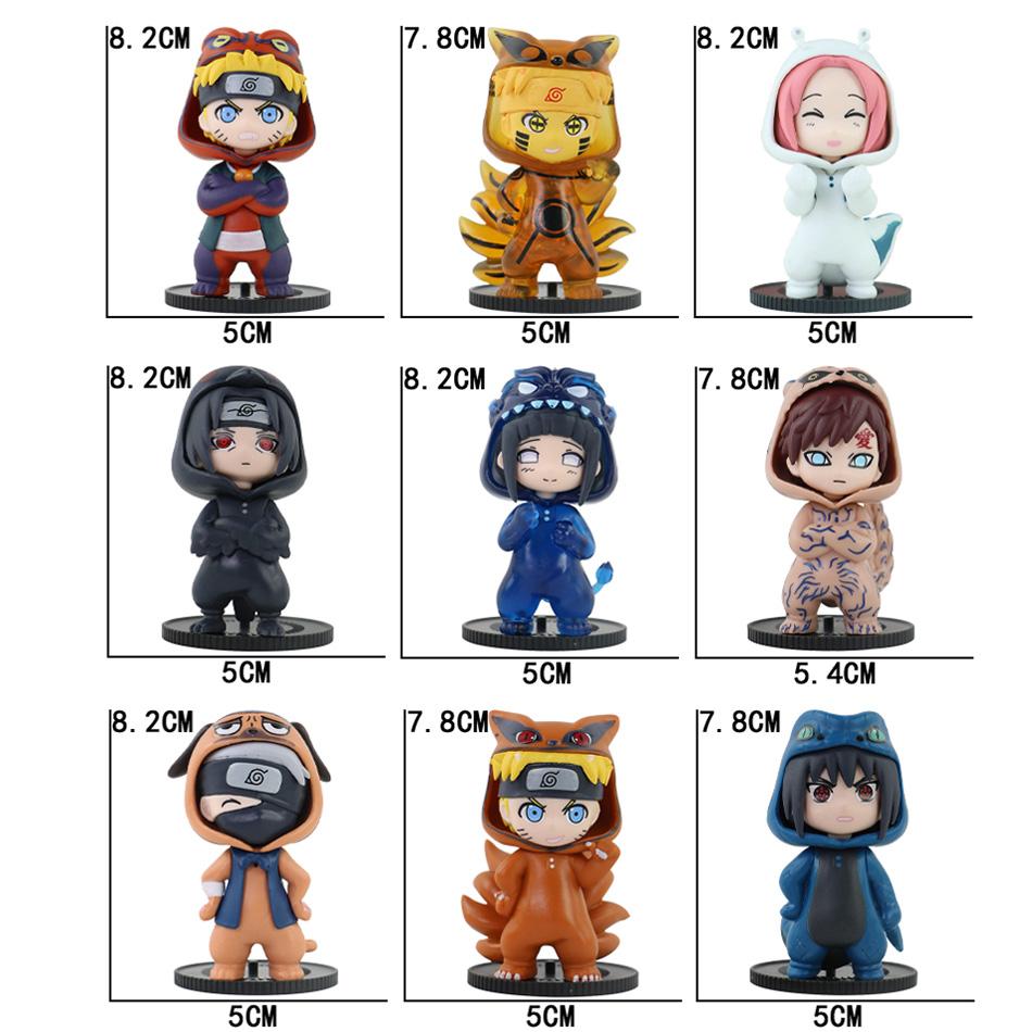 8cm Anime Naruto 9pcs Set Random  Haruno Sakura Kakashi Sasuke Action Figure Movie Model Toy Birthday Christmas Gift