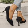 Fashion Women's Thin Heel Shoes Autumn New Fashion Pointy Shallow Mouth Suede Slip-on Wear-resistant High Heels