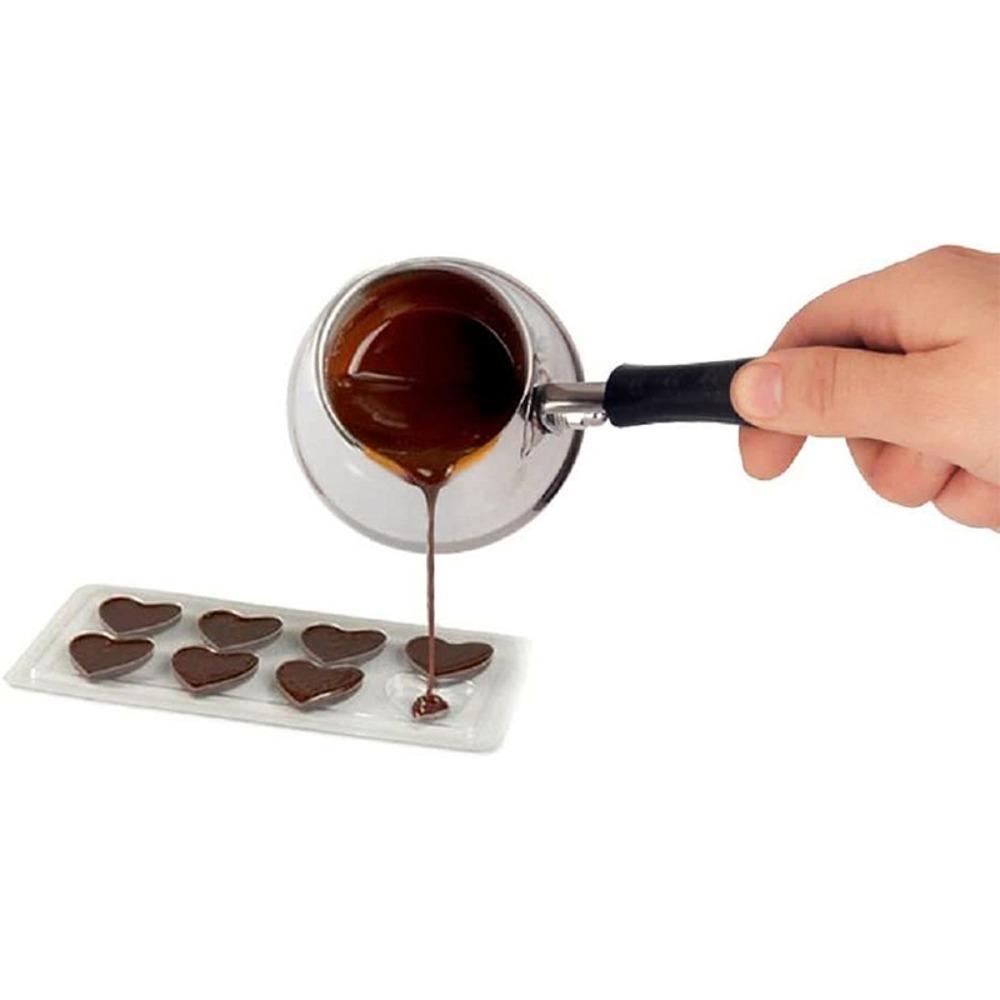 Long Handle Milk Saucepan with Lid Chocolate Melting Pan Portable Turkish Coffee Pot Camping