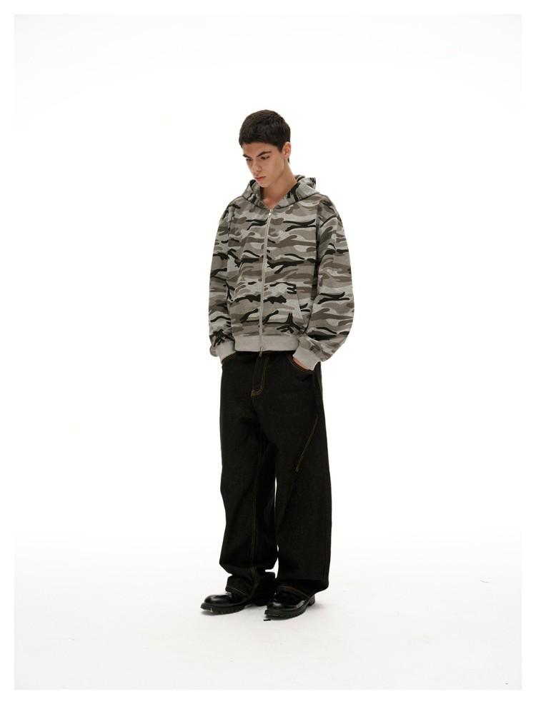 Cárdigan con capucha de camuflaje unisex QIYOU Primavera 2026