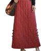 Women's Ethnic Style Quilted Long Skirt - Winter Warmth, Solid Color, Chinese Knot Design.