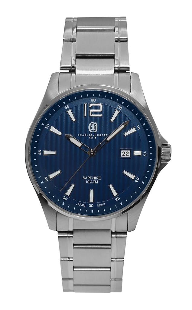 Charles Hubert Men's Silver Watch, 3-Hand Date, 4041-E