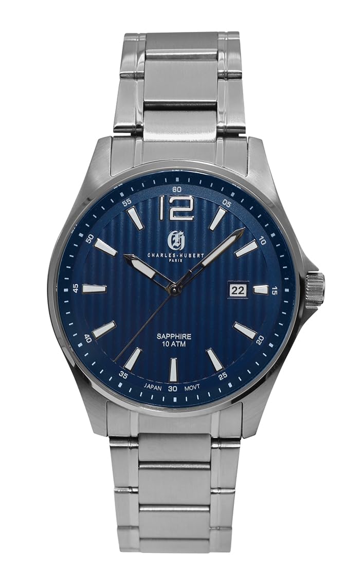 

Watch 3 Hand Date Silver [Charles Hubert] 4041-E Men s синій