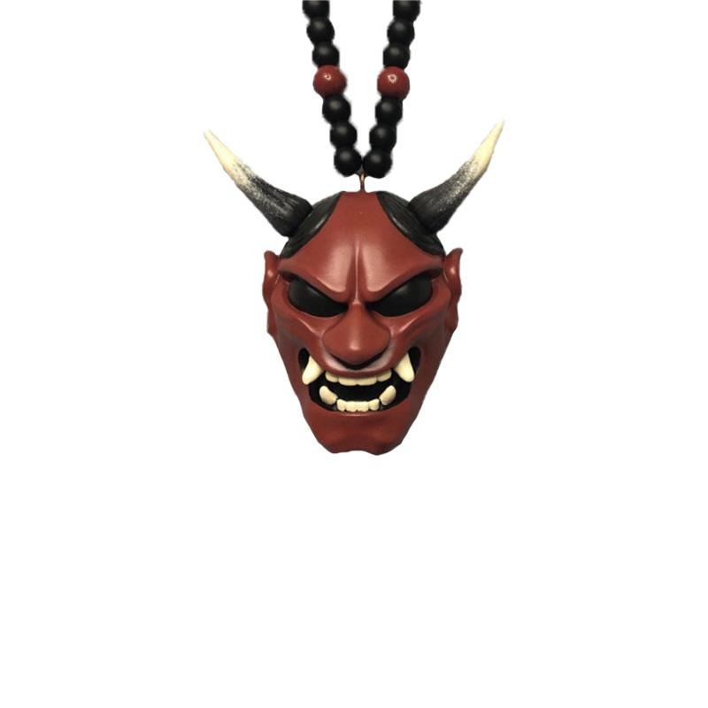 1Pc Hannya Helmet Japanese Oni Charm Hanging Pendant Samurai Car Accessories Auto Ornament Rear View Mirror