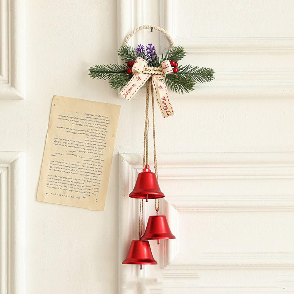 Retro Christmas Bow Bells Pendant Iron Handmade Christmas Chime Bells Exquisite Xmas Tree Hanging Bells Holiday Wedding Supplies