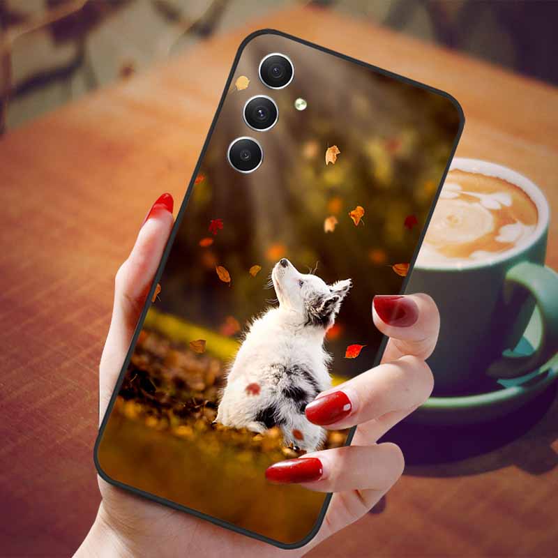 For Samsung Galaxy A55 5G Case Black TPU Silicone Beautiful Pattern Phone Cases for Galaxy A55 Shockproof Soft Cover A 55 6.6''