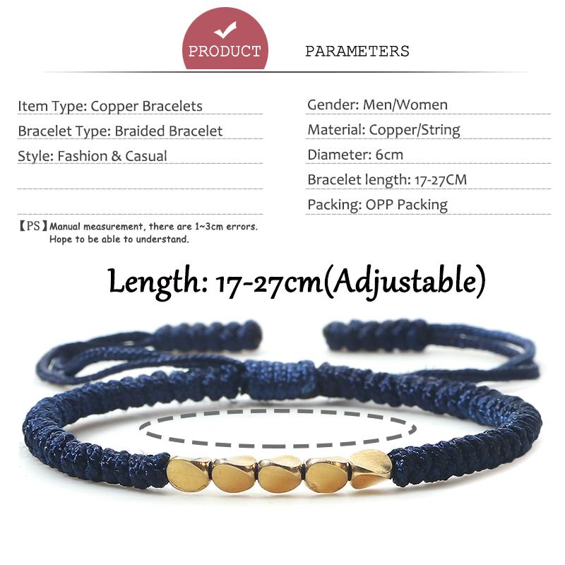 Handmade Tibetan Copper Bead Thread Braided Bracelet Red Lucky Rope Prayer Wristband Bracelets for Men Women Ethnic Jewelry Gift