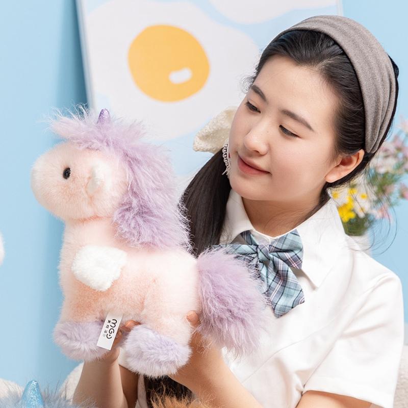 Furry Fantastic Unicorn Plush Toy Cartoon Flying Horse With Wings Stuffed Unicornio Doll for Girl Children Birthday Gift Pillow