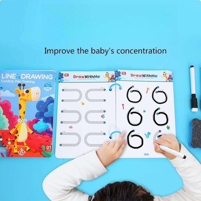 1SET erasable pen control training kindergarten baby early education enlightenment card pen movement hierarchical training concentration toy