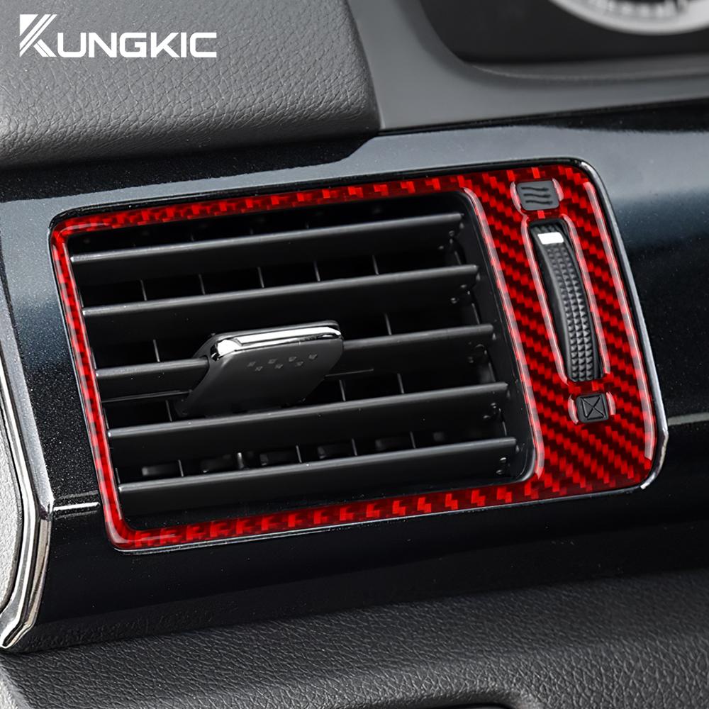 Real Soft Carbon Fiber For Honda Accord 2013 2014 2015 2016 2017 LHD Car Central Control Side Air Outlet Interior Accessories