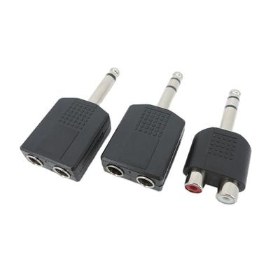 2pcs Audio Connector Mono Stereo 6.35mm 6.5mm 1/4" Male Jack To 6.35 6.5 Female RCA Y Splitter Microphone Converter Adapter Headphone