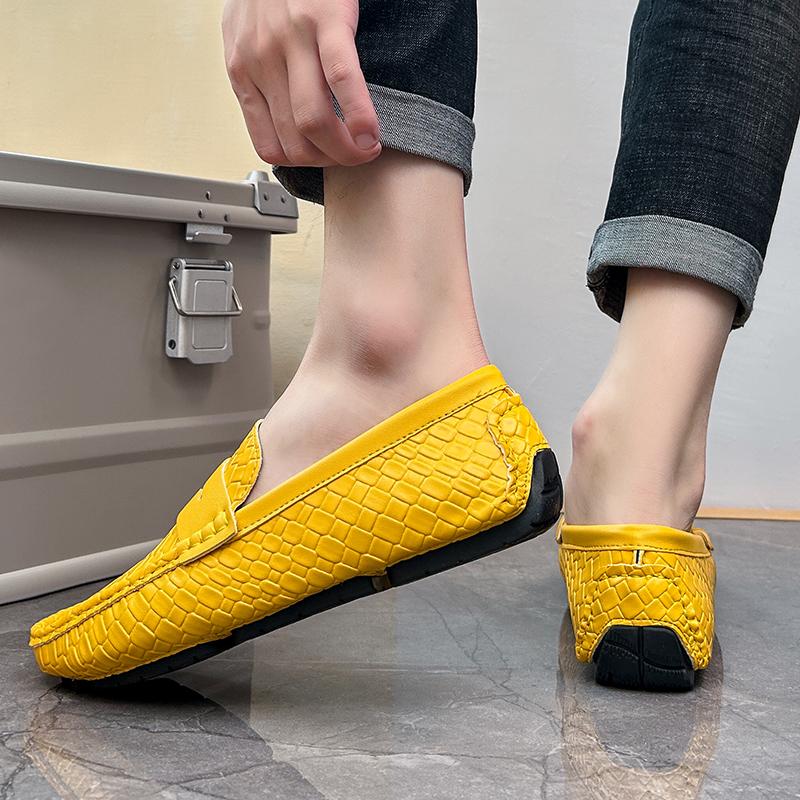 Herren Mokassins Loafer Fahrschuhe Komfort Leder Flats Lässige Slipper Übergröße Farbe Blau Erbsenschuhe Übergröße