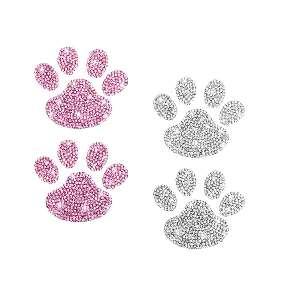 

Белые и розовые кошачьи лапы, украшения для автомобиля, стразы, след, наклейка на кузов автомобиля для автомобилей, грузовиков