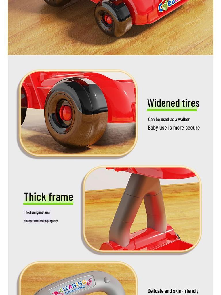 Kids' Cleaning Trolley Set: Pretend Play Vacuum, Broom, Mop & Hygiene Tools