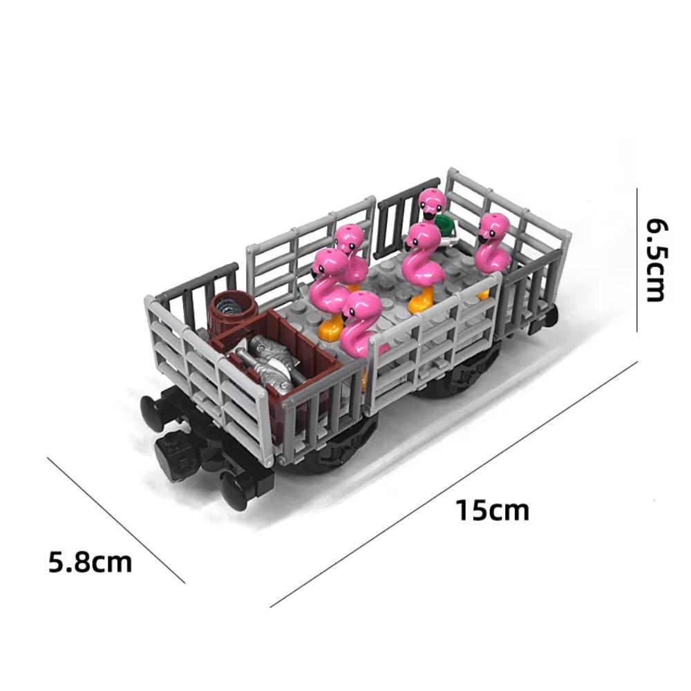 MOC Train Carriage Model, Rail Transport Vehicle, Coal Transport Vehicle, Rail Lift Pole Indicator Light, Train Accessories