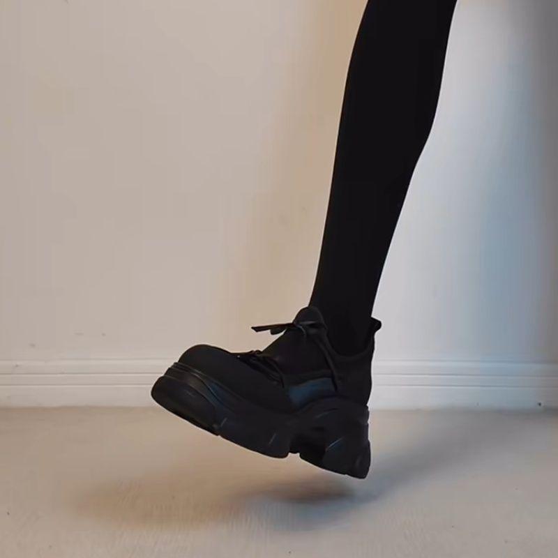 Lightweight Thick Sole Heightening Round Head Thick Heel Loafers Women's 2025 Sweet and Cool Style Versatile One-pedal Casual Sports Shoes