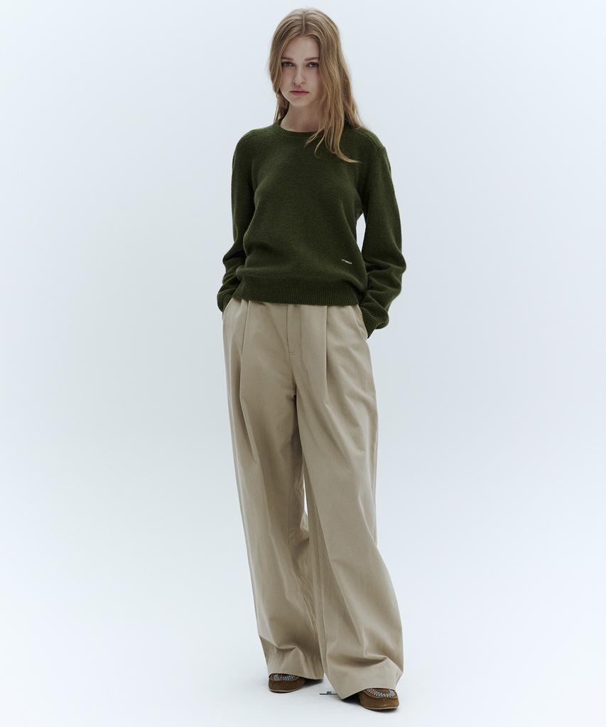 CITYBREEZE Cotton Curved One-Pleat Pants_Beige