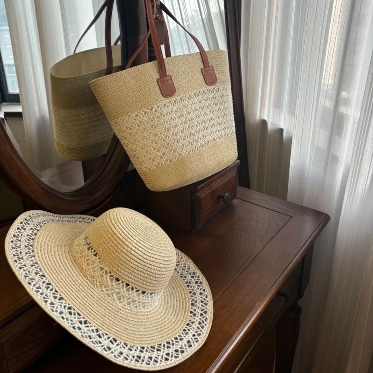 

Summer Seaside Vacation Straw Bag Woven Large Capacity Shoulder Bag Versatile Fashion Tote Bag single hat