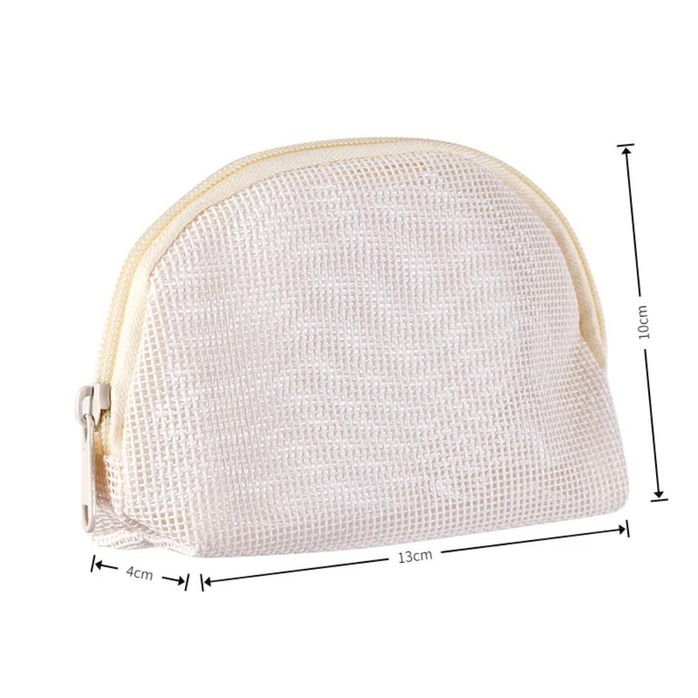 Portable Large Capacity Mesh Makeup Bag Solid Color Lightweight Cosmetic Organizer Bag Handheld Travel Makeup Pouch