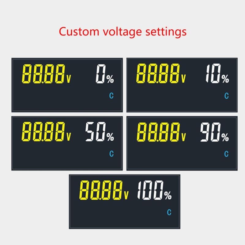 Battery Capacity Monitors, DC7V-100V Battery Meter,12v 24v 48v Battery Power Percentage Voltage Indicator Gauge