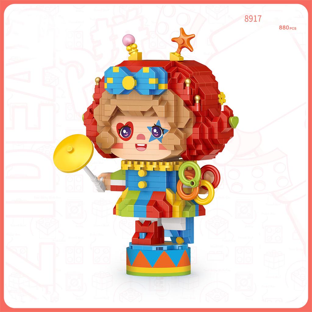 Idea Amusement Park Micro Diamond Block Carnival Joker Building Bricks Surprise Party Clown Toys Figure Nanobrick For Kids Gifts