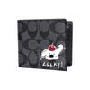 Coach Wallet [Customized Bag] 3 IN 1 Hand-painted Personalized Graffiti Embossed Printed Short Folding Belt with Detachable Card Black(apple Puppy)