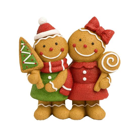 Mr. And Mrs. Santa Claus Figurine Hand-Painted Christmas Resin Ornament Couple Gingerbread Man Elk Statue for Holiday Table Mantel Decor