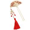 Ancient-Style Hanfu Golden Fan Hairpins with Begonia Flowers - Elegant High-End Chinese Hair Accessories
