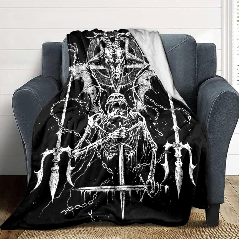 Satan Print Flannel Blanket High Quality Warm Comfortable Cover for All Seasons Perfect for Gifts Home Decor