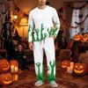 Men's Halloween Pajama Set Long Sleeve with Buttoned Crotch and Elastic Drawstring Waist Sleepwear