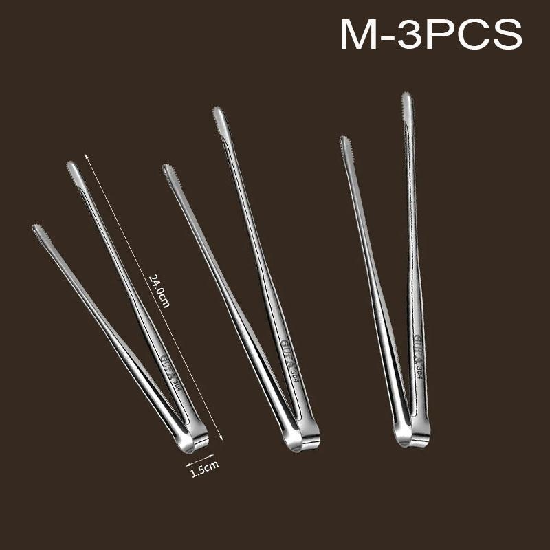 Grill Tongs Stainless Steel Food Tongs For BBQ Cooking Utensils Tongs Silver Non-Slip Tongs Camping Supplies Kitchen Tongs