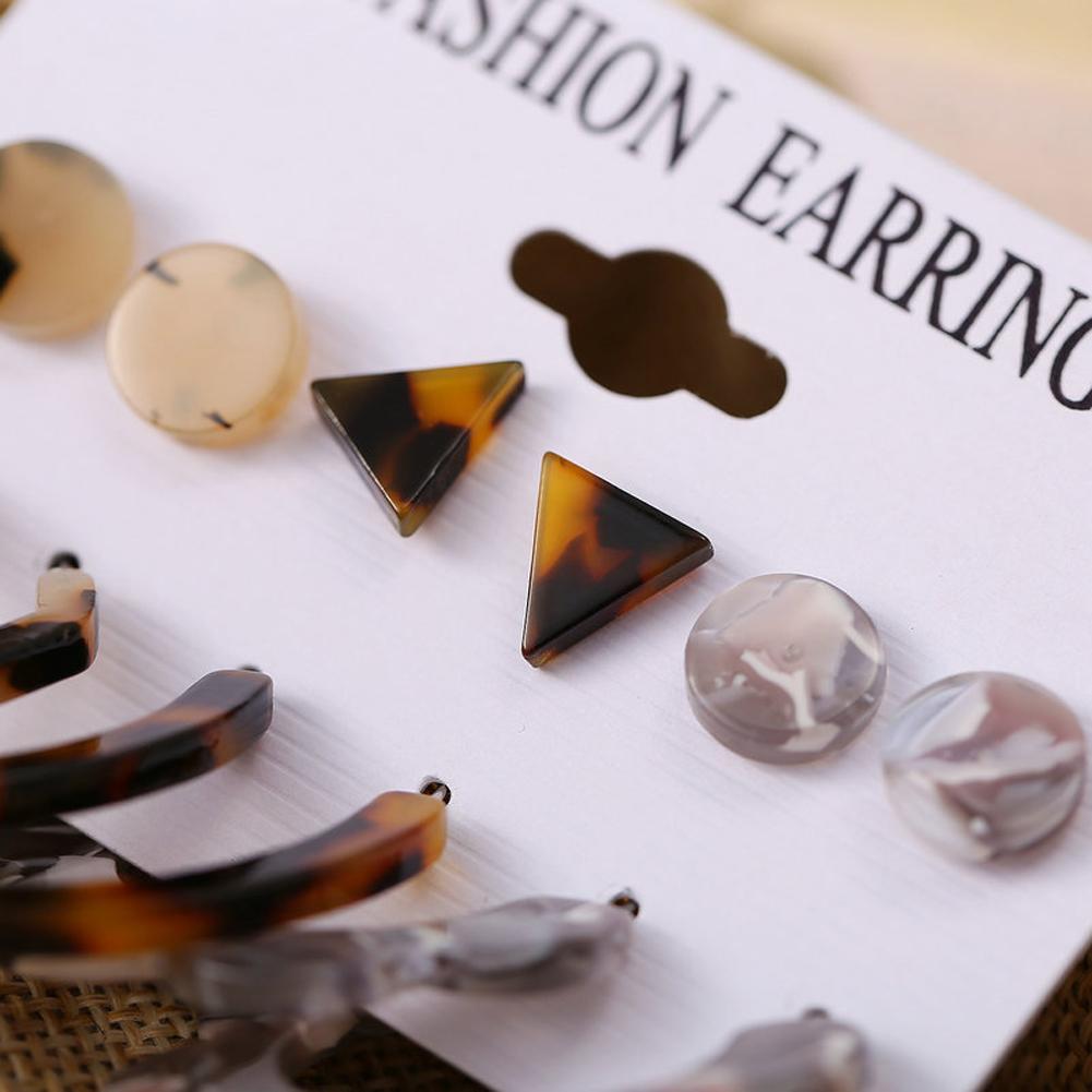 6 Pairs of Women's Earrings Acrylic Geometric Simple Earring Set