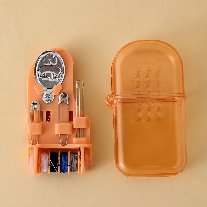Exquisite and Portable Mini Travel Macaron Color Plastic Household Sewing Box Kit Needle Thread Scissors Sewing Tool