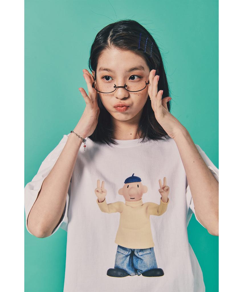 LAUGHER [Pat&Mat] Motion Pat T-Shirt - White