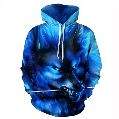 3D Wolf Lion Digital Printing Couple Hoodie Outfit Long Sleeve Hooded Sweatshirt Animal Loose Pocket Casual Women Men's Pullover Outerwear
